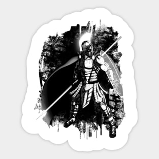 Futuristic Cyber Spartan Black and White Sticker